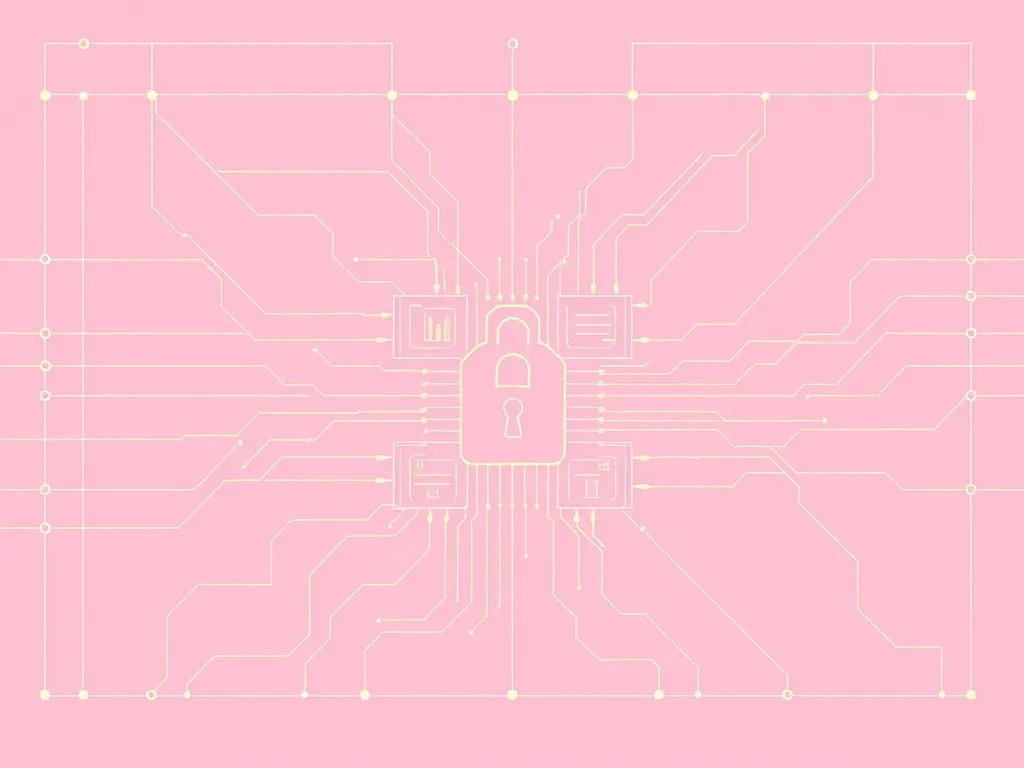 A technical blueprint of a digital security system with thin