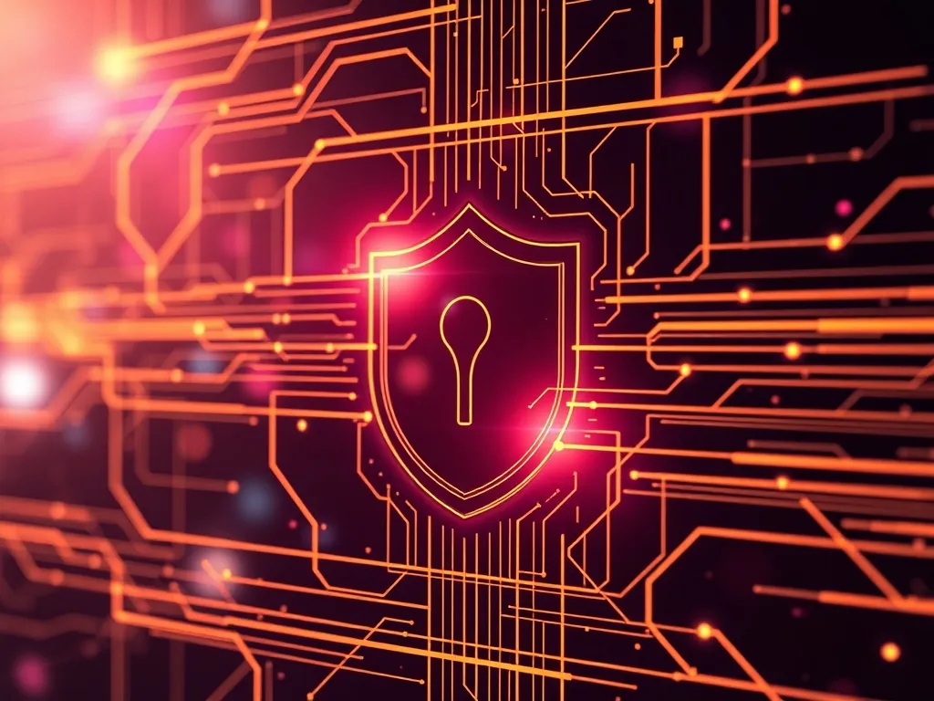 A high-tech digital security interface with abstract lines,