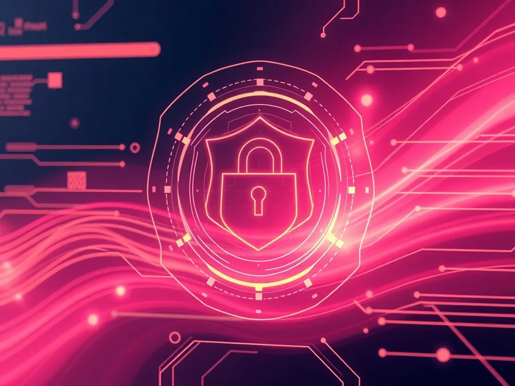 A high-tech digital security interface with abstract lines a